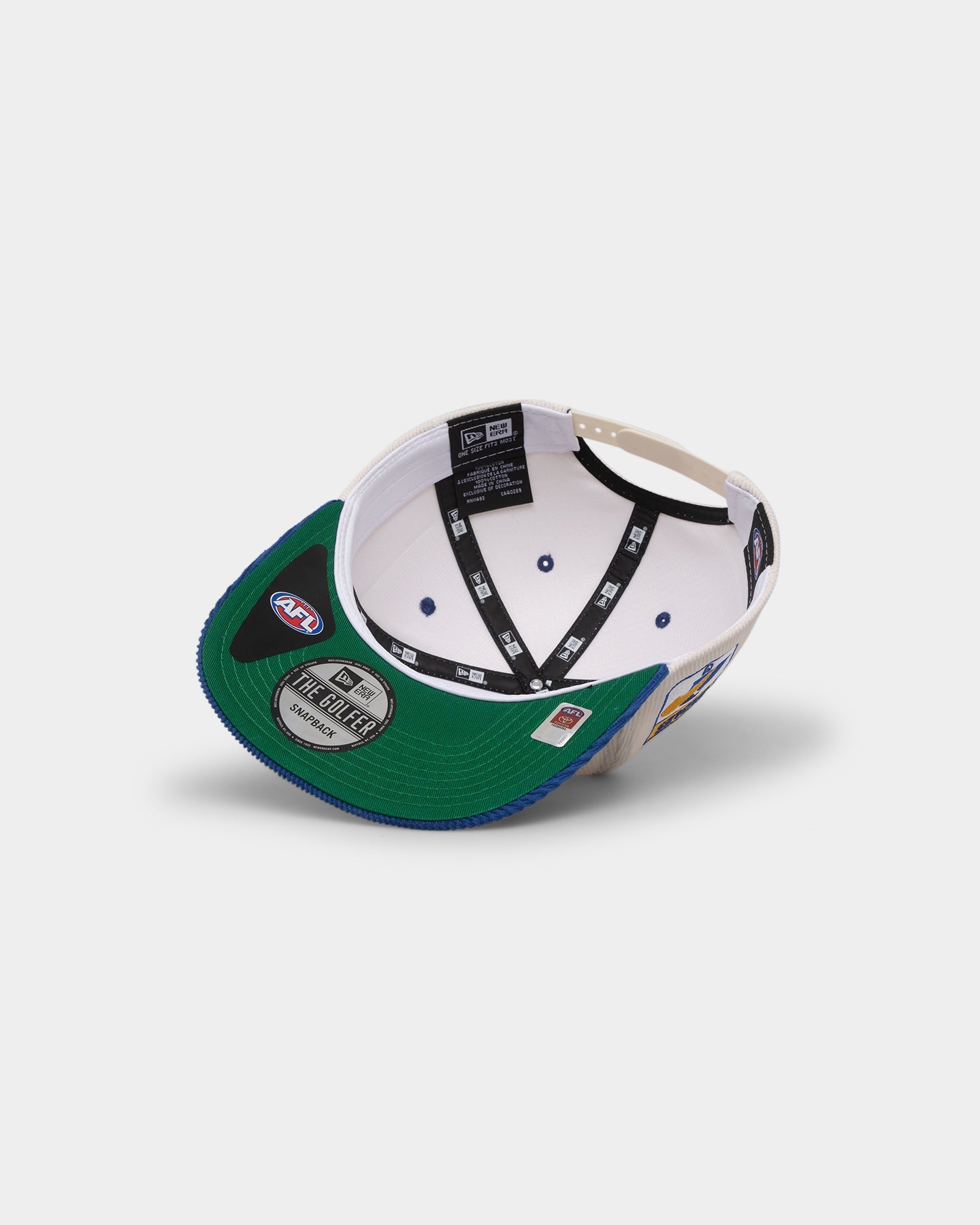 New Era West Coast Eagles "AFL Cord Script" Golfer Snapback Chrome/OTC