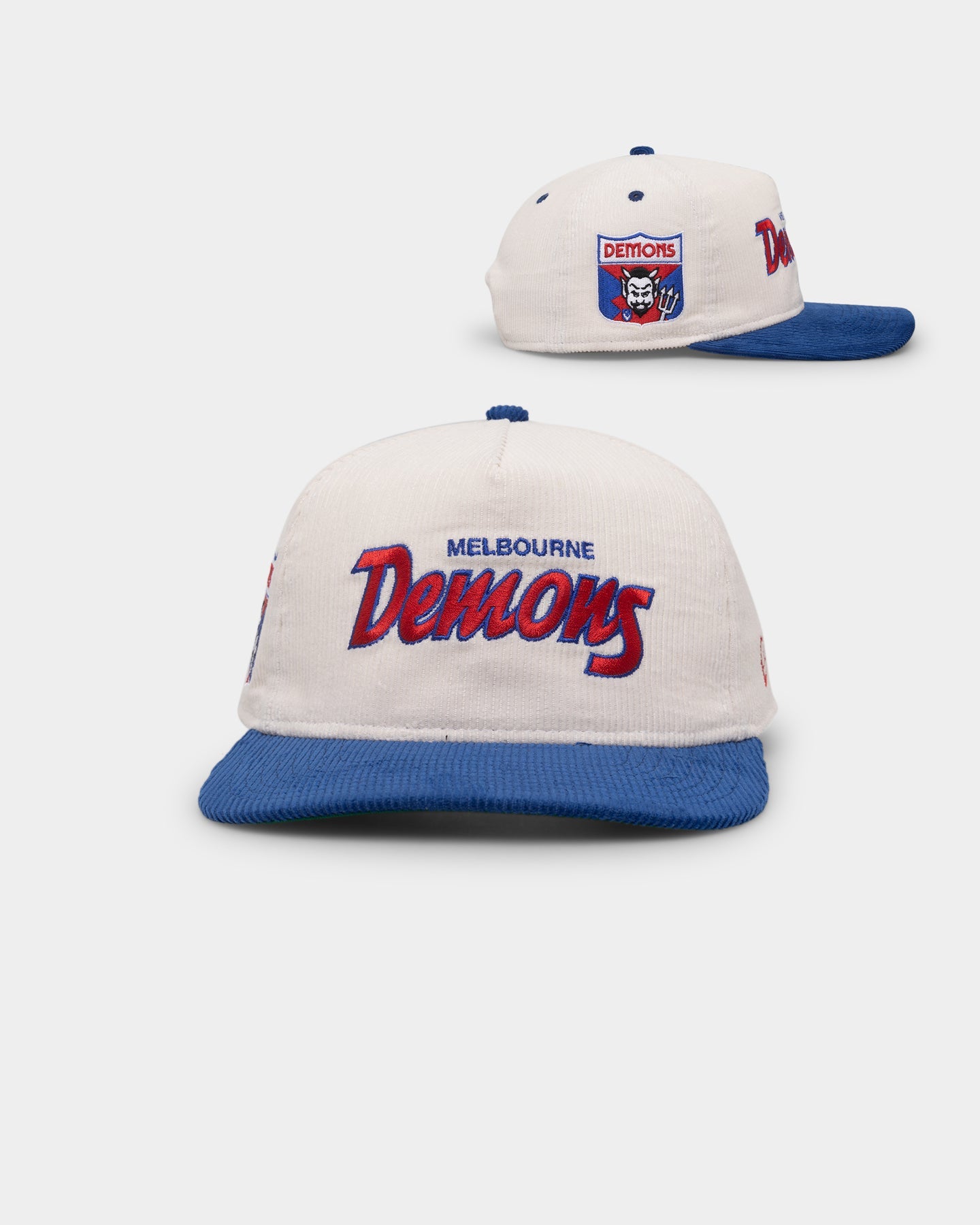 New Era Melbourne Demons "AFL Cord Script" Golfer Snapback Chrome/OTC
