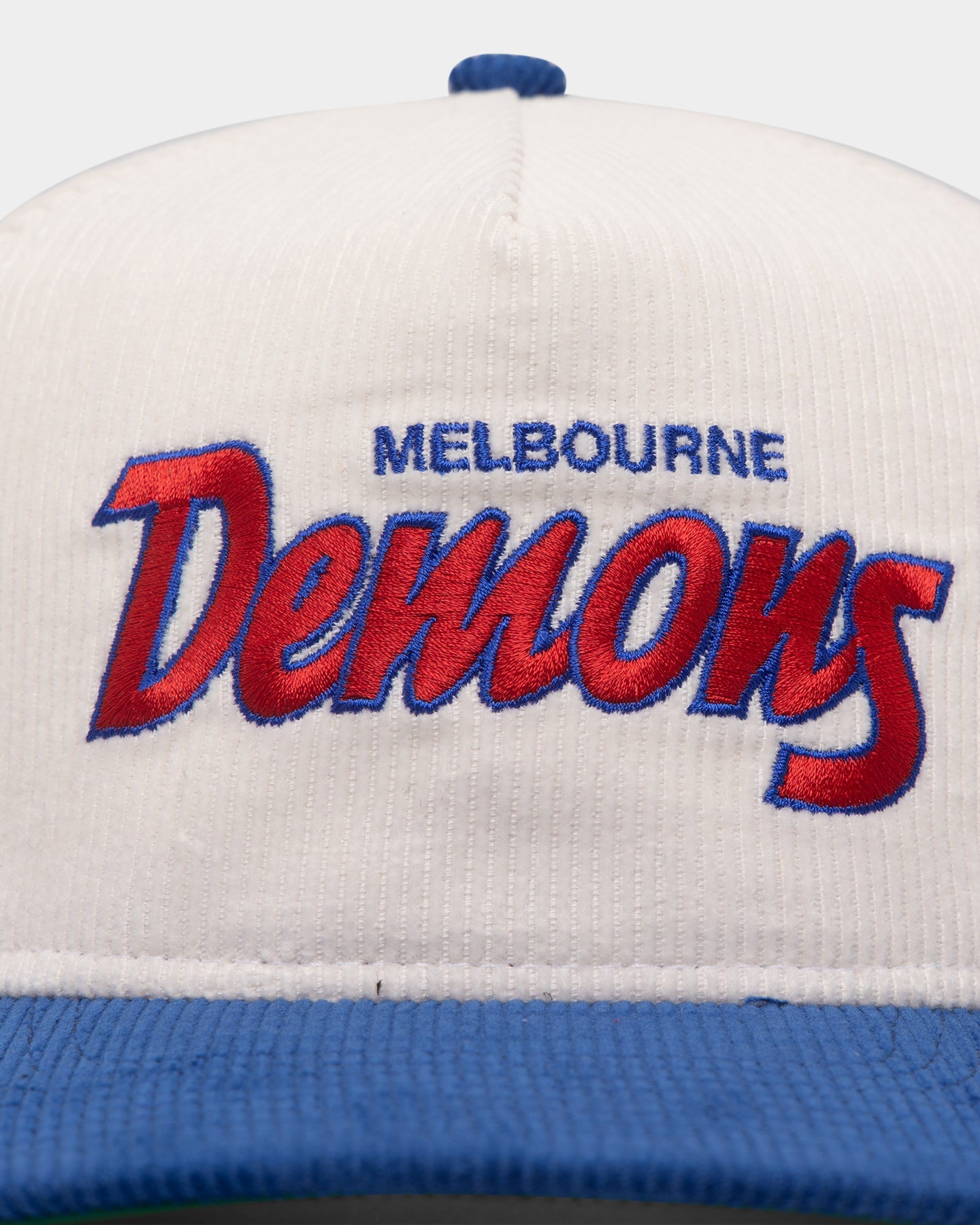 New Era Melbourne Demons "AFL Cord Script" Golfer Snapback Chrome/OTC