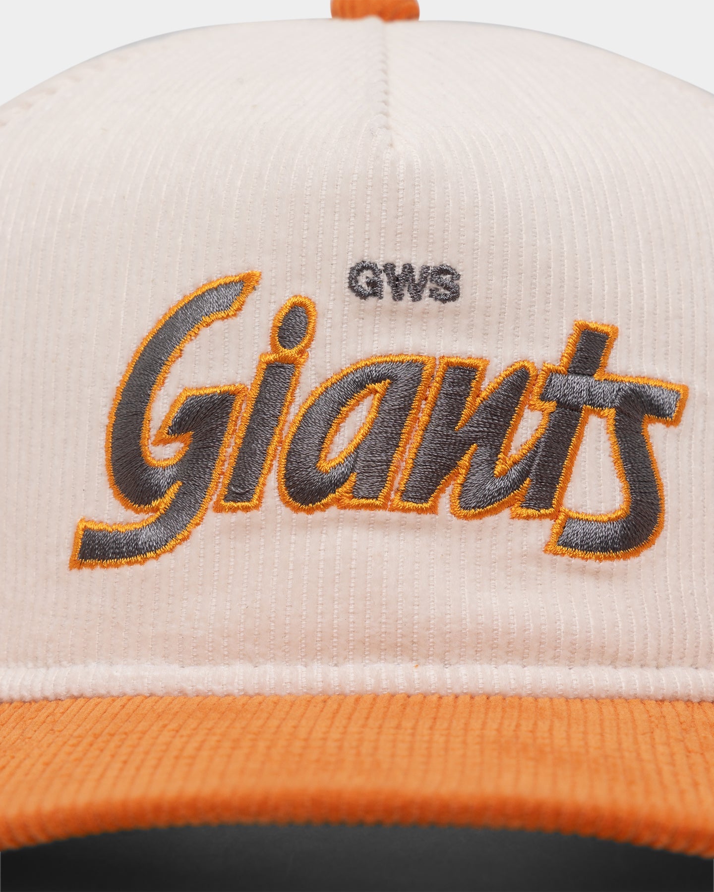 New Era GWS Giants "AFL Cord Script" Golfer Snapback Chrome/OTC