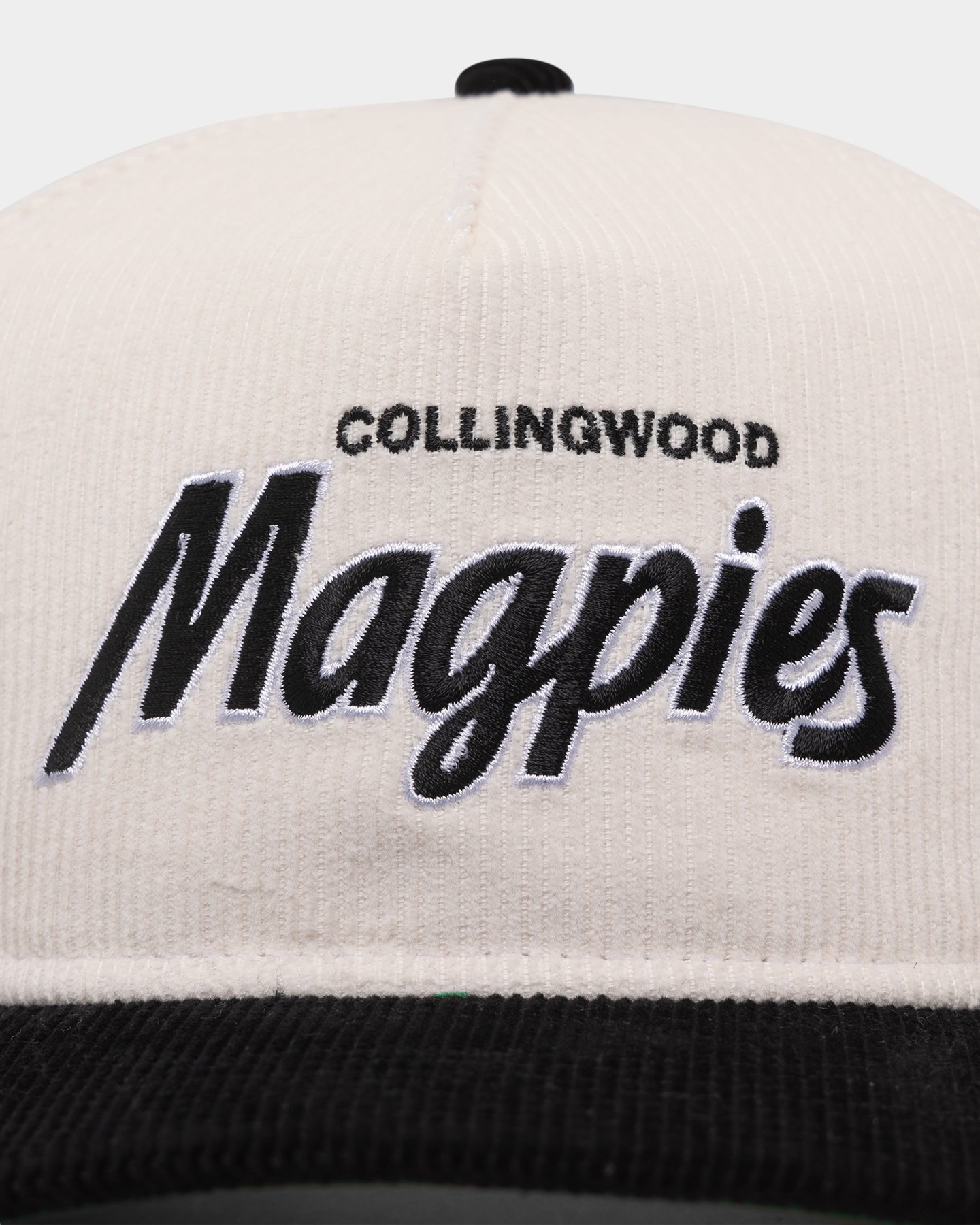 New Era Collingwood Magpies "AFL Cord Script" Golfer Snapback Chrome/OTC