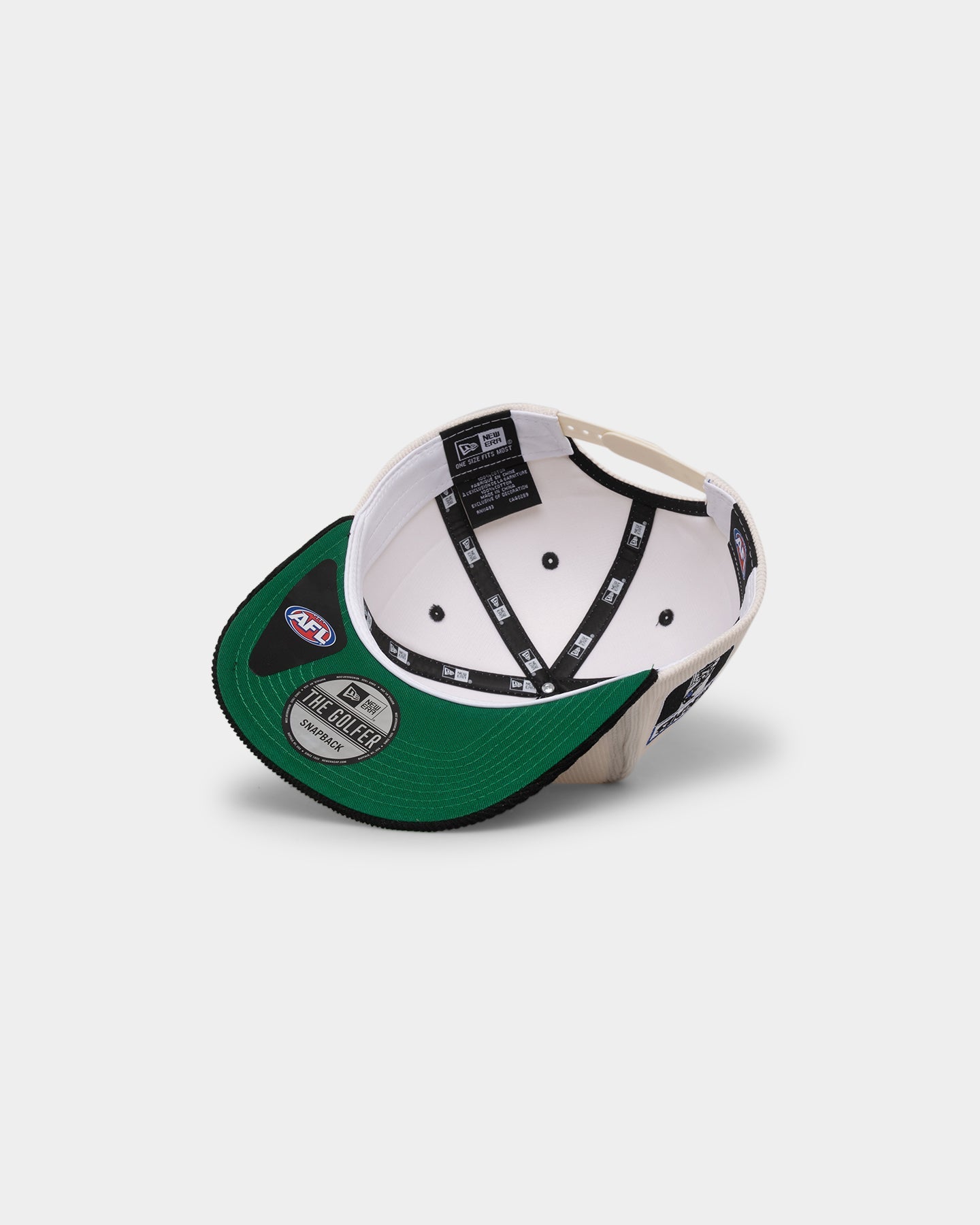 New Era Collingwood Magpies "AFL Cord Script" Golfer Snapback Chrome/OTC