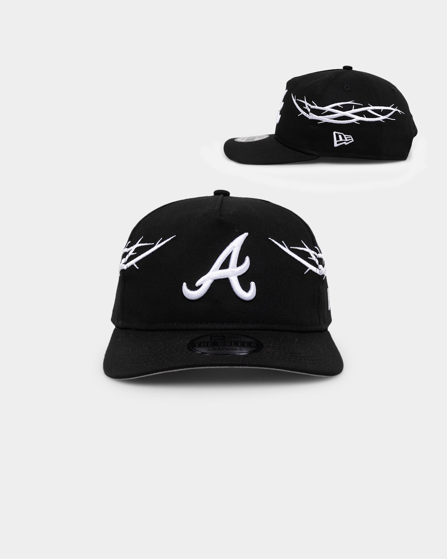 New Era Atlanta Braves 'Twisted Thorns' Golfer Pre-Curved Snapback Black