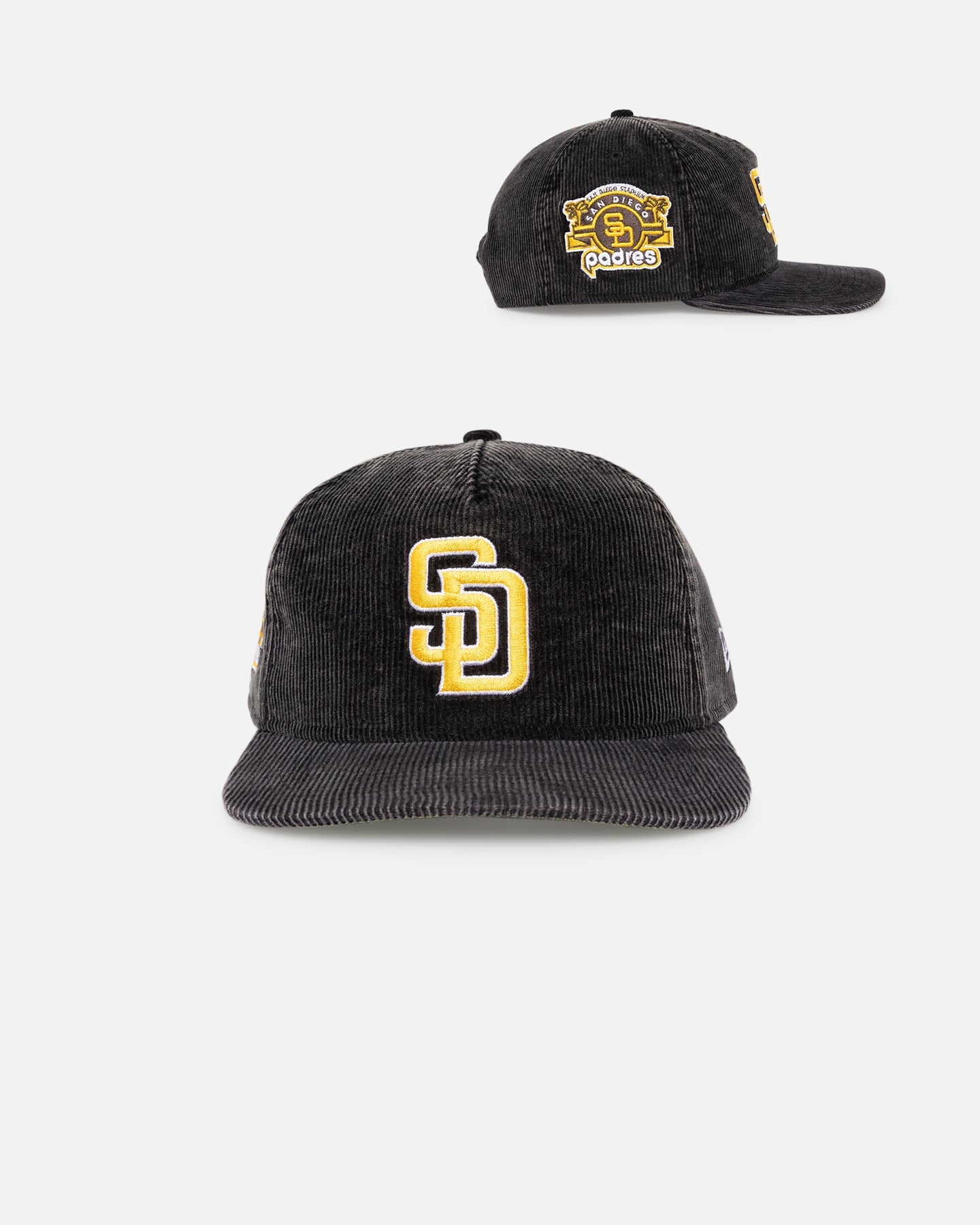 New Era San Diego Padres 'Washed Corduroy Golfer' Pre-Curved Golfer Snapback Washed Black