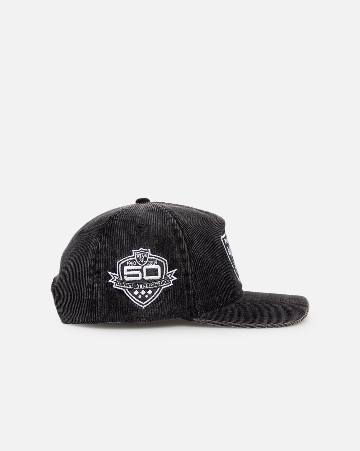 New Era Oakland Raiders 'Washed Corduroy Golfer' Pre-Curved Golfer Snapback Washed Black