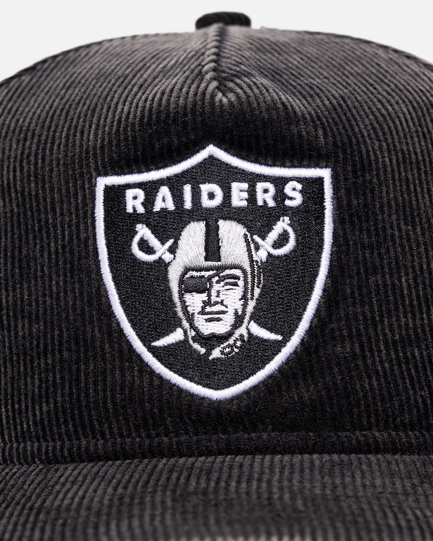 New Era Oakland Raiders 'Washed Corduroy Golfer' Pre-Curved Golfer Snapback Washed Black