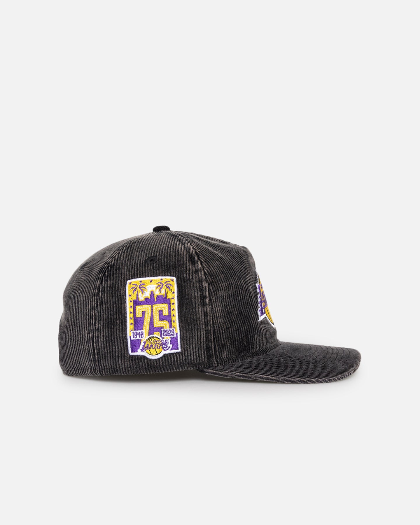 New Era Los Angeles Lakers 'Washed Corduroy Golfer' Pre-Curved Golfer Snapback Washed Black