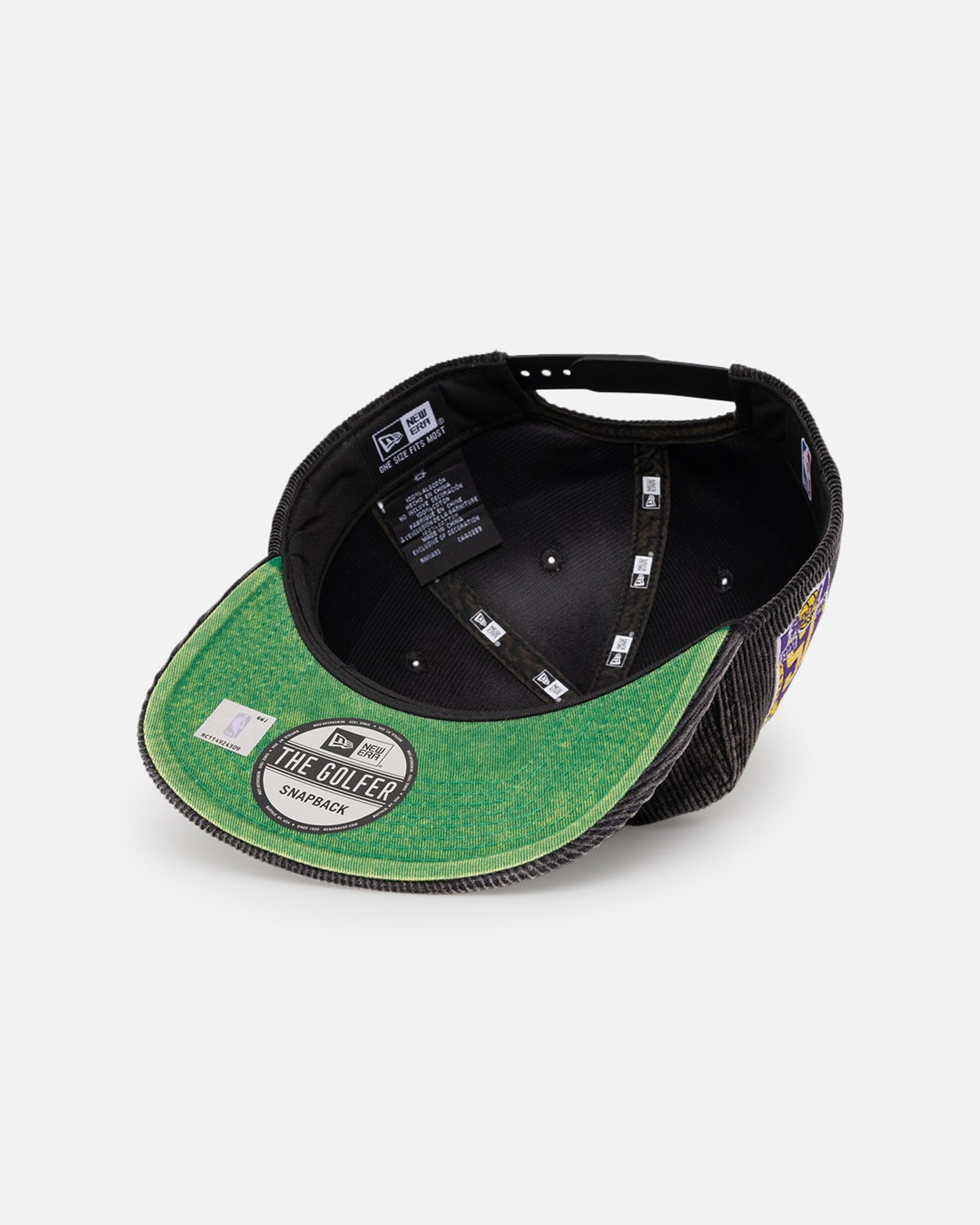 New Era Los Angeles Lakers 'Washed Corduroy Golfer' Pre-Curved Golfer Snapback Washed Black