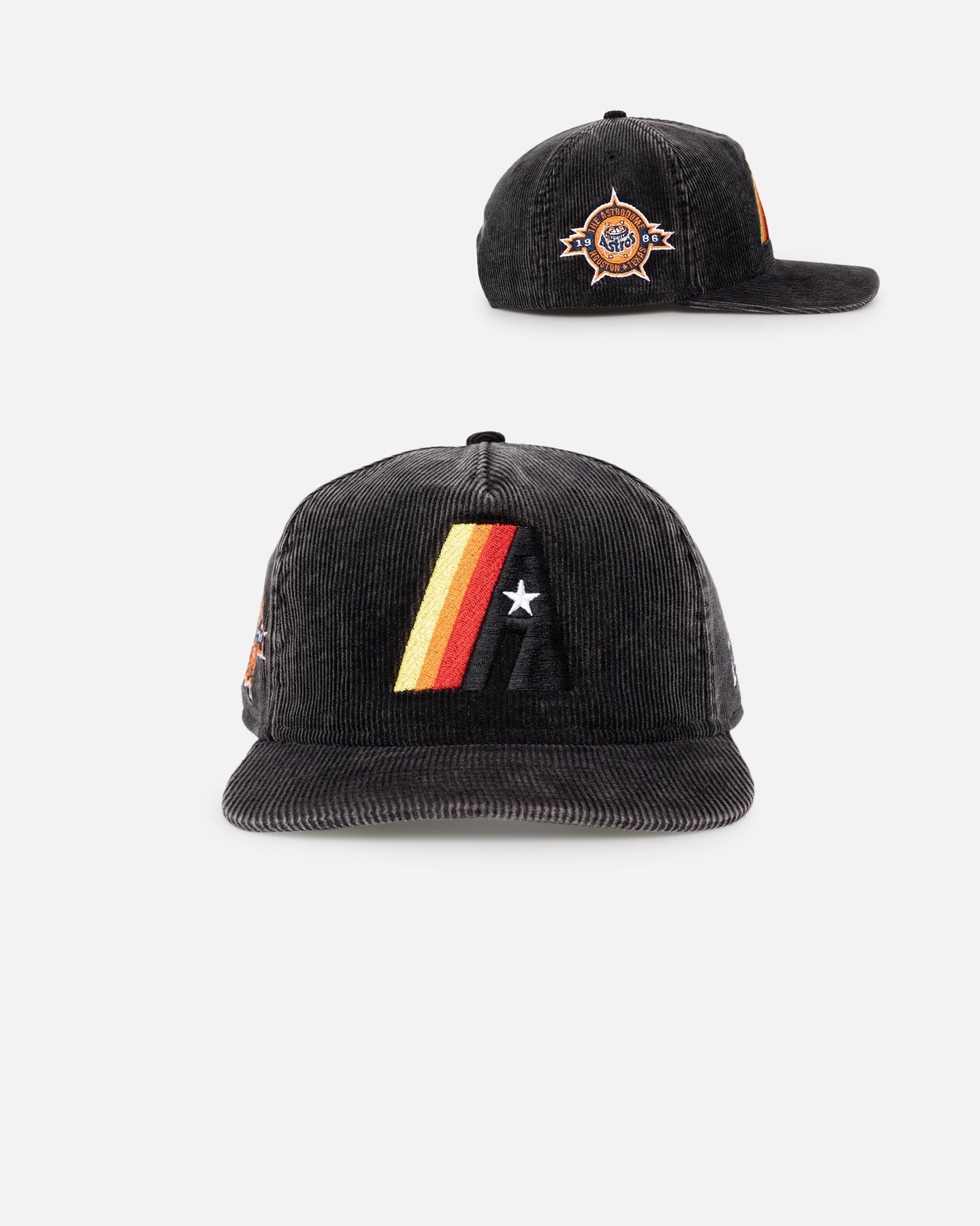 New Era Houston Astros 'Washed Corduroy Golfer' Pre-Curved Golfer Snapback Washed Black