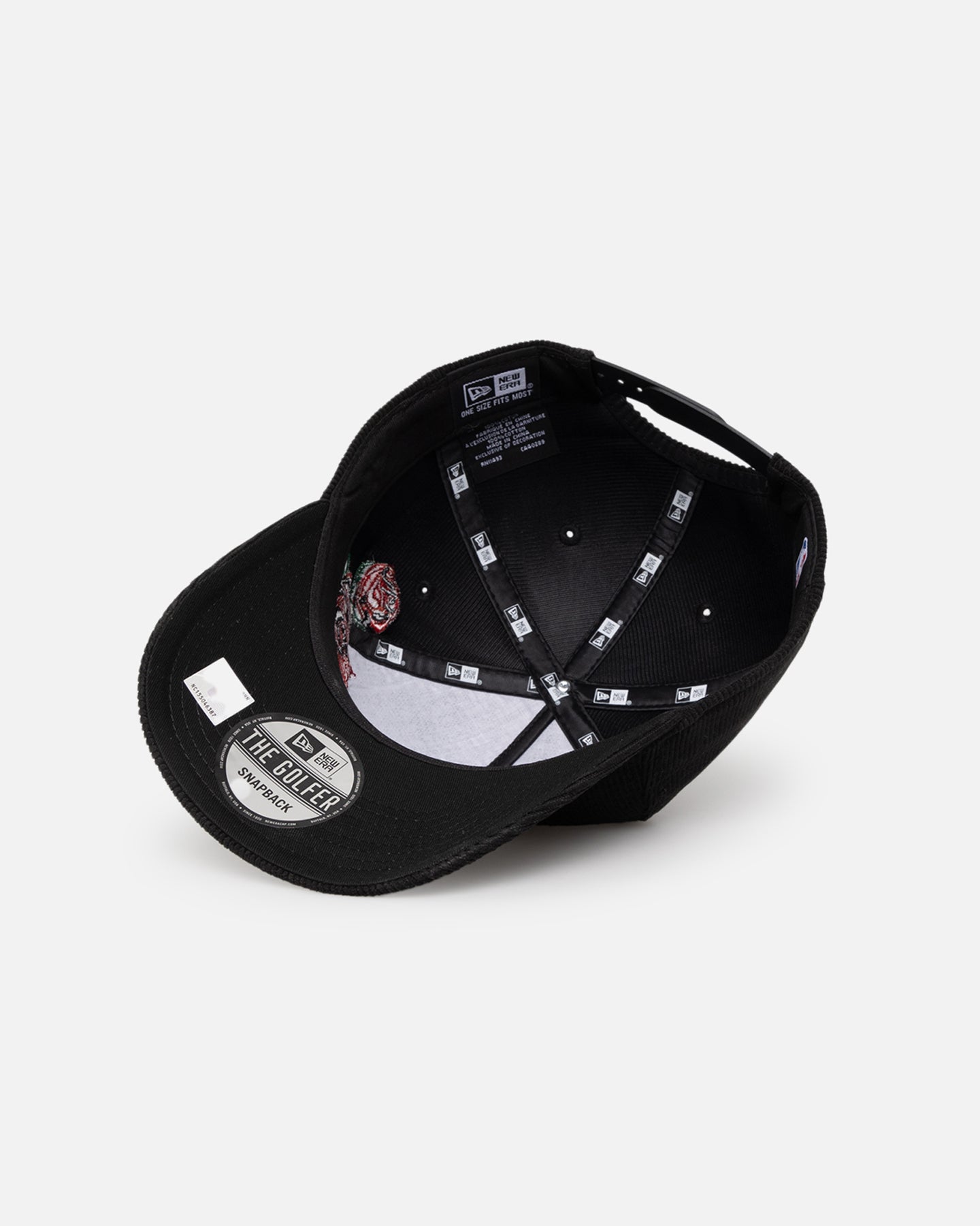New Era Los Angeles Lakers 'Corduroy Roses' Golfer Pre-Curved Snapback Black Corduroy/White