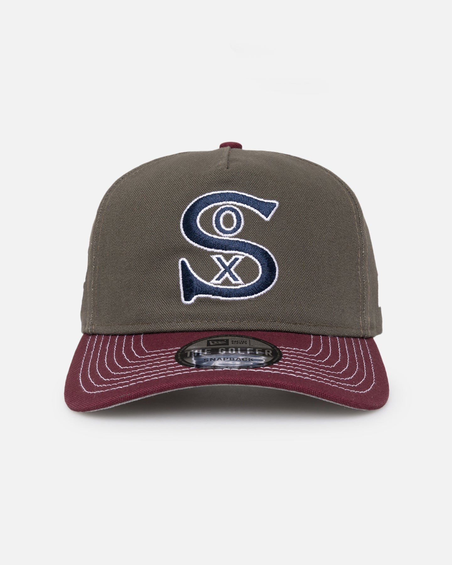 New Era Chicago White Sox 'Contrast Visor' Pre-Curved Golfer Snapback Moss/Maroon
