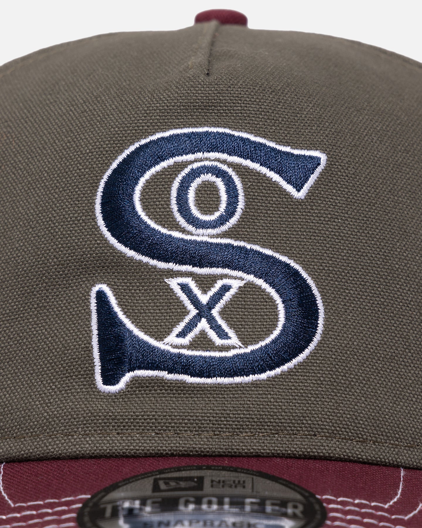 New Era Chicago White Sox 'Contrast Visor' Pre-Curved Golfer Snapback Moss/Maroon