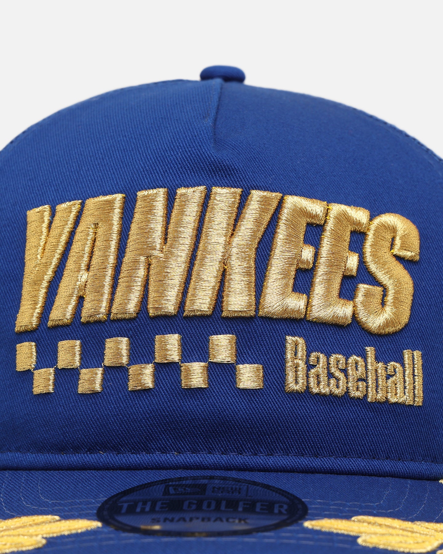 New Era New York Yankees 'Podium Pack' Pre-Curved Golfer Trucker Snapback Light Royal/Metallic Gold