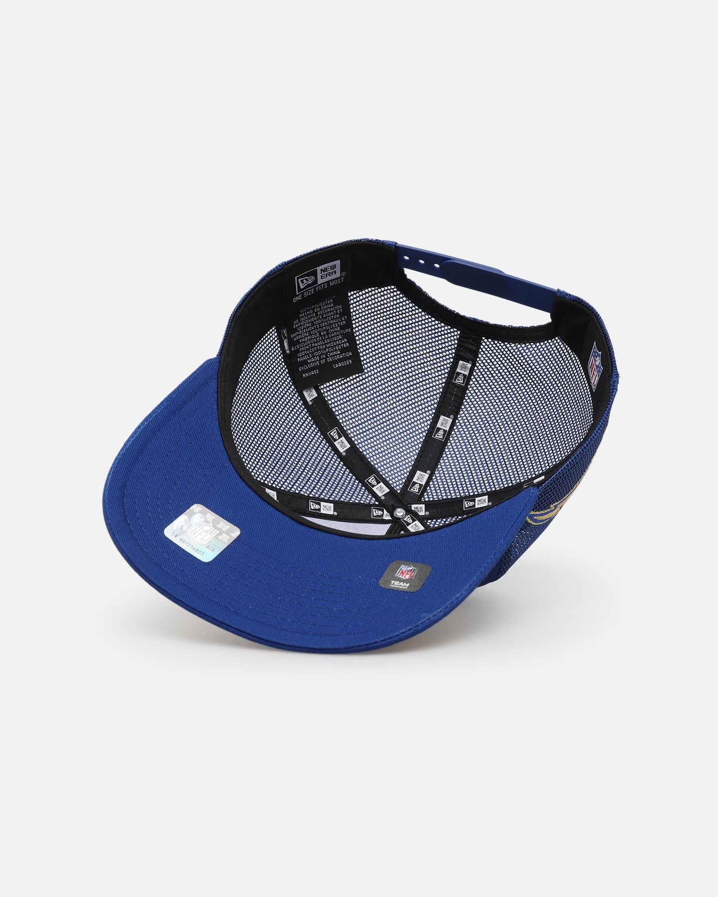 New Era Los Angeles Chargers 'Podium Pack' Pre-Curved Golfer Trucker Snapback Light Royal/Metallic Gold