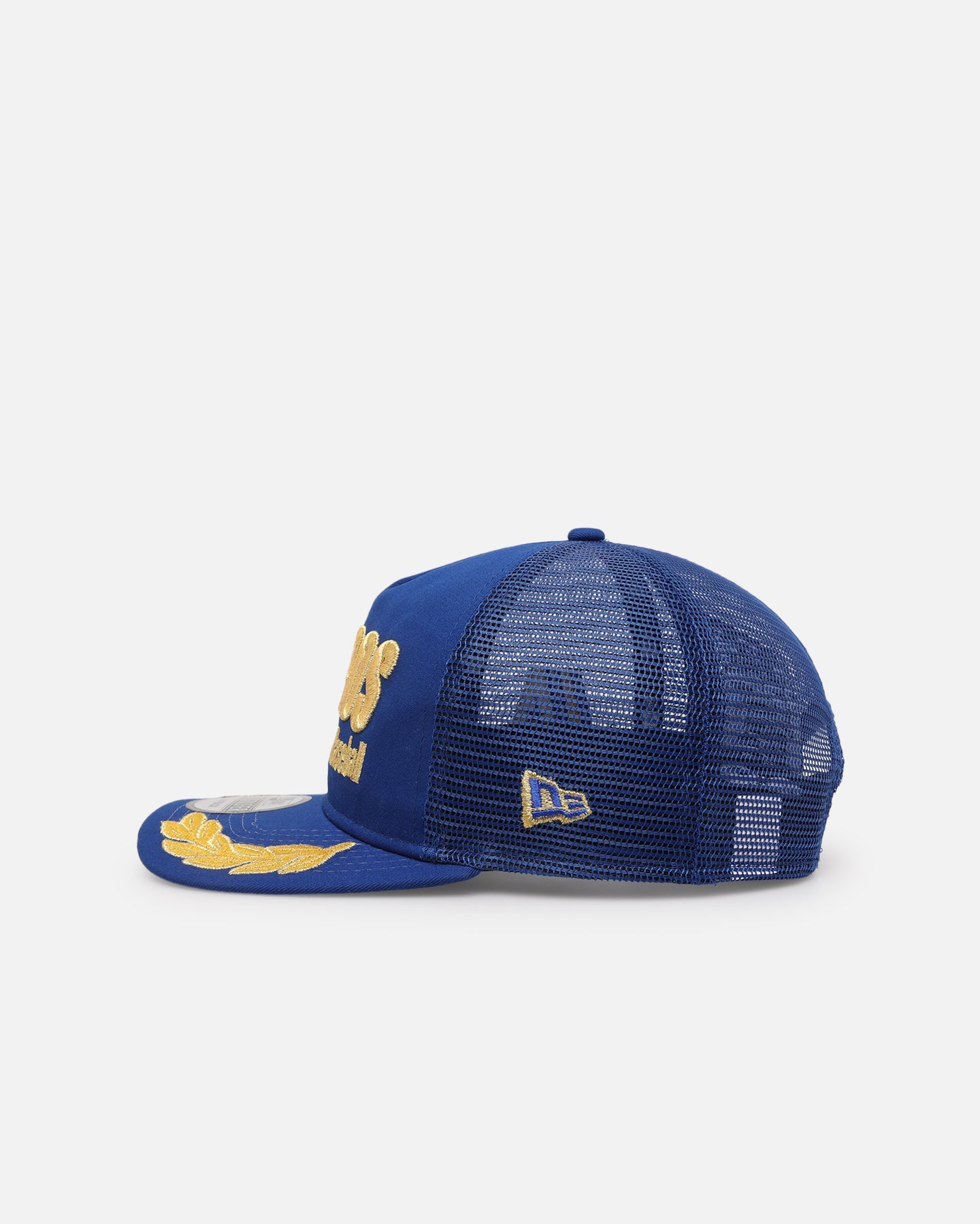 New Era Houston Astros 'Podium Collection' Pre-Curved Golfer Trucker Snapback Light Royal/Metallic Gold