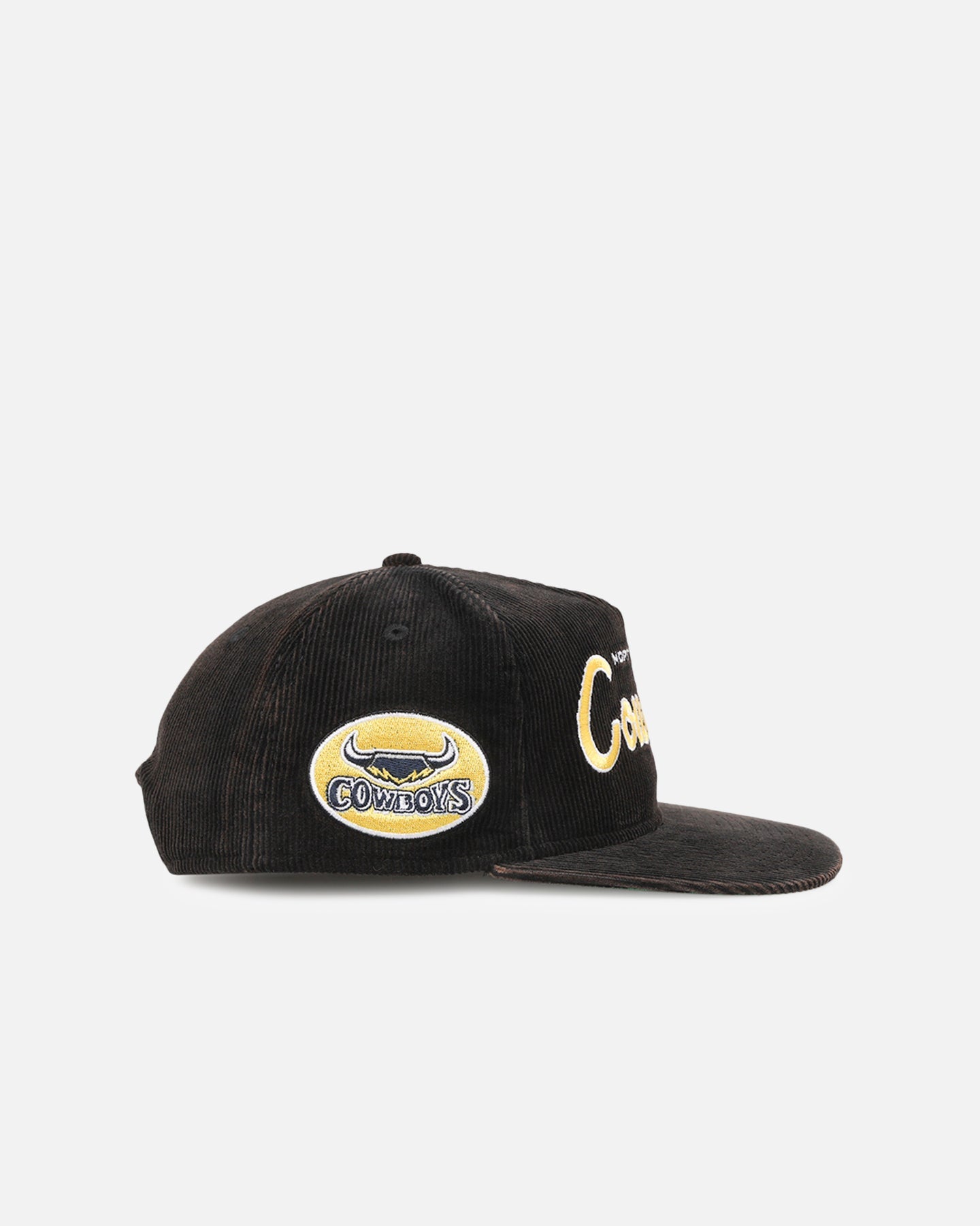 New Era North Queensland Cowboys 'NRL Golfer Washed Black' Pre-Curved Corduroy Golfer Snapback Washed Black