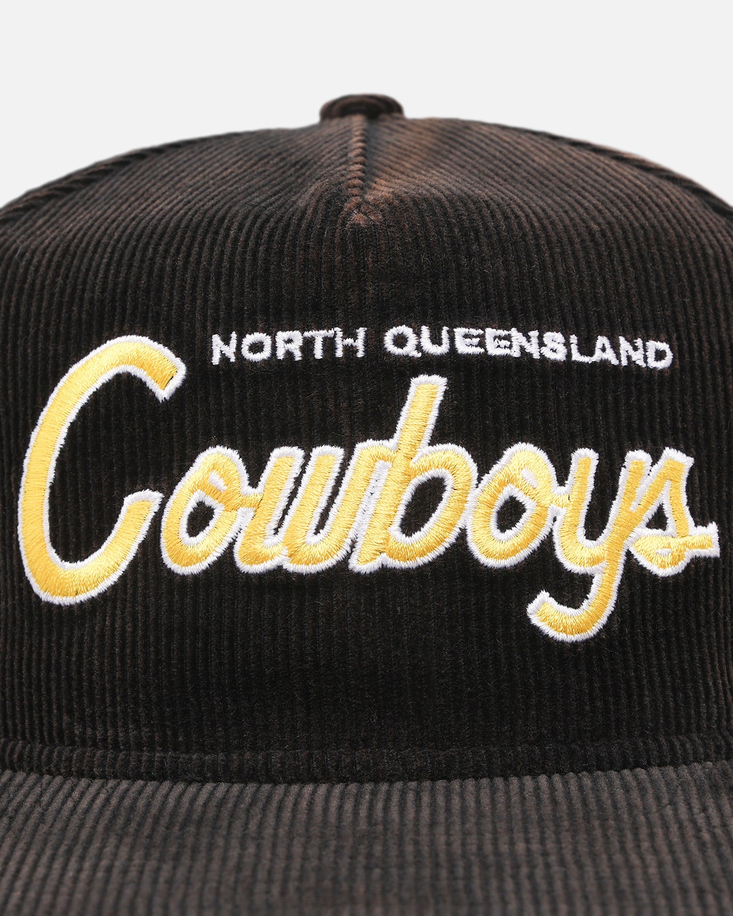 New Era North Queensland Cowboys 'NRL Golfer Washed Black' Pre-Curved Corduroy Golfer Snapback Washed Black