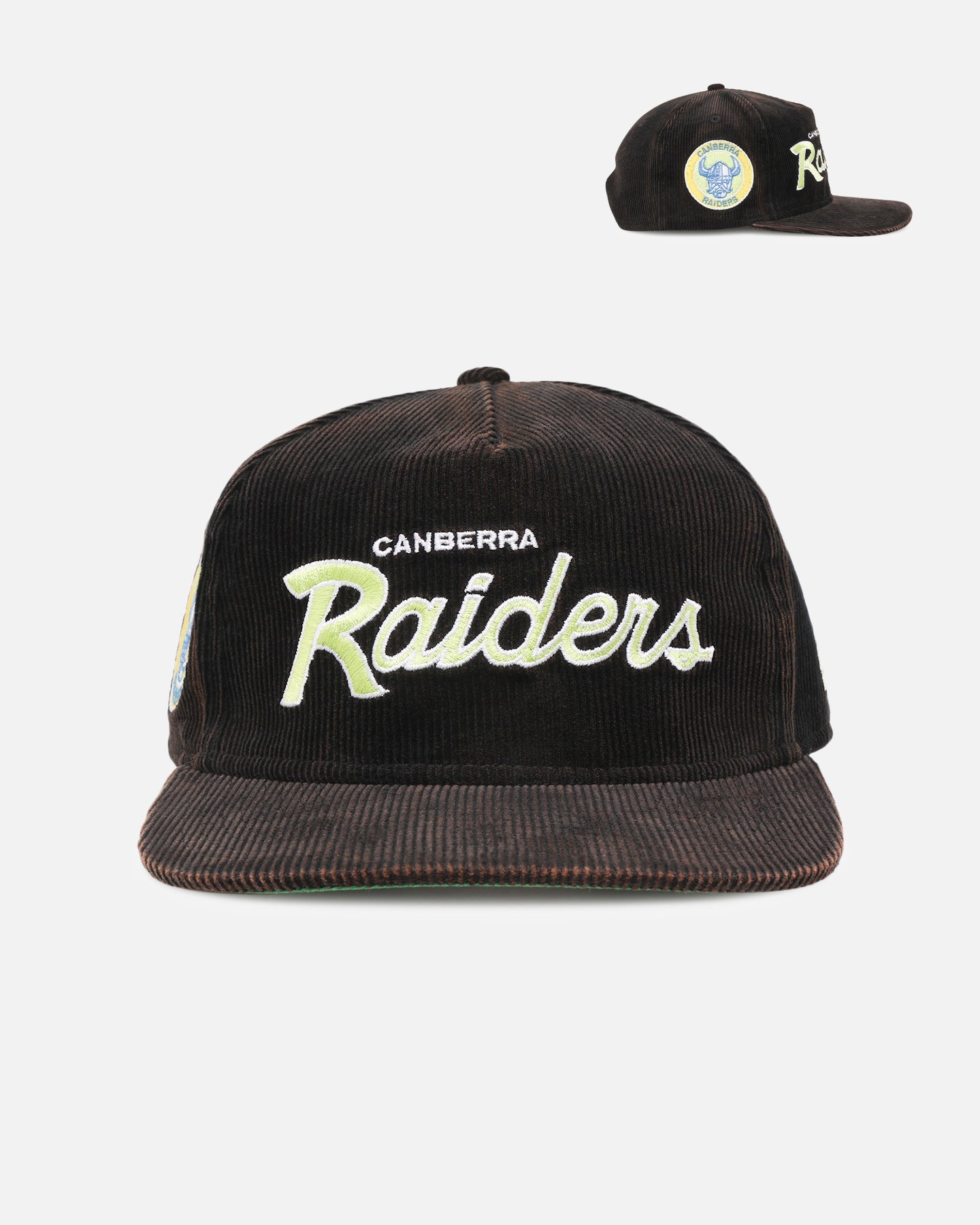 New Era Canberra Raiders 'NRL Golfer Washed Black' Pre-Curved Corduroy Golfer Snapback Washed Black